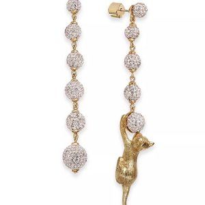 Kate Spade Gold-Tone Pavé Ball & Cat Mismatch Linear Drop Earrings